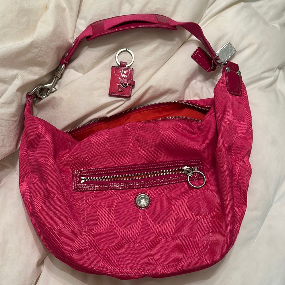 Like-New early 2000s Pink Coach Purse with matching photo keychain
